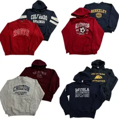 古着卸 まとめ売り カレッジ風 スウェット 8枚セット (メンズ S ) 前V フーディー 英文字 クルーネック 中古 古着 ND7191