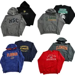 古着卸 まとめ売り カレッジ風 スウェット 8枚セット (メンズ S ) 英文字 フーディー 星条旗 前V カレッジチーム 中古 古着 ND7190