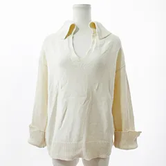 バナナリパブリック BANANA REPUBLIC 23SS ニット セーター カットソー 長袖 衿付き コットン ウール混 S 白 0527