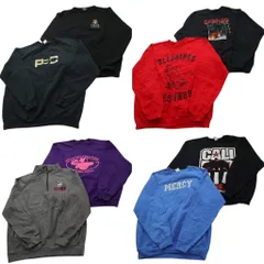 古着卸 まとめ売り カラー スウェット 8枚セット (メンズ XL /2XL ) ワンポイント ハーフジップ 英文字プリント 中古 古着 ND7274