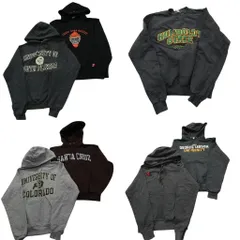 古着卸 まとめ売り チャンピオン Champion スウェット 7枚セット (メンズ XS ) カレッジ フーディー 3段プリント 英文字 中古 古着 ND7265