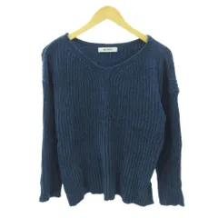 ナノユニバース nano universe ニット セーター 無地 長袖 F 紺 ネイビー 1022 ■YHS8