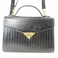 ヒロココシノ HIROKO KOSHINO 2WAY ショルダーバッグ ハンドバッグ リザード型押し ブラック 黒 0626 ●ECO