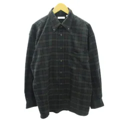 ユニクロ UNIQLO 美品 ツイルオーバー チェックシャツ ボタンダウン 長袖 M 茶 ブラウン カーキ 1125