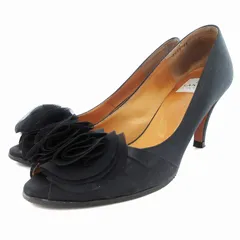 ランバンオンブルー LANVIN en Bleu パンプス シューズ オープントゥ フリル ハイヒール 23cm 黒 ブラック /AE