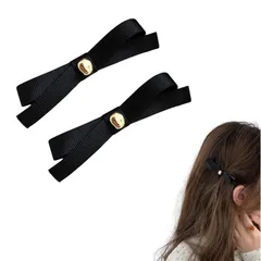 在庫処分 2個セット 入学式 結婚式 誕生日 (Black) 女性 髪留め レディース ヘアクリップ ヘアクリップ 蝶結 ヘアピン ヘアピン ヘアピン リボンクリップ ヘアアクセ 髪飾り リボン 前髪クリップ 女の子 PEACH EZ