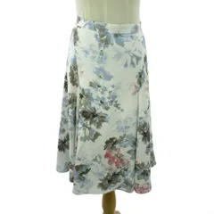 ジャスグリッティー JUSGLITTY スカート 花柄 ひざ丈 2 白 ホワイト 1006 ■YHS5