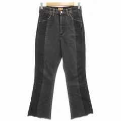 ラングラー WRANGLER ×ビーミングバイビームス B:MING by BEAMS デニムパンツ ジーンズ ストレート ジップフライ カットオフ S 黒 ブラック /GV