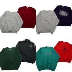 古着卸 まとめ売り USA製 スウェット 8枚セット (メンズ L ) ラッセル ハーフジップ クルーネック 中古 古着 ND7096