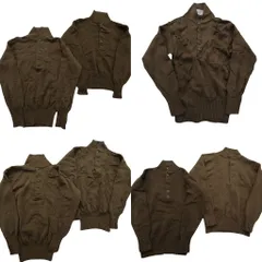 古着卸 まとめ売り 米軍実物・民間MIX ヘンリーネック ニット ミリタリー 7枚セット (メンズ S /M ) 茶色 中古 古着 ND7414