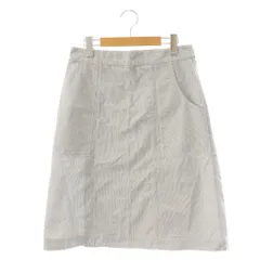 マーガレットハウエル MHL. フレアスカート ミモレ ロング ストライプ 2 グレー /AT ■OS