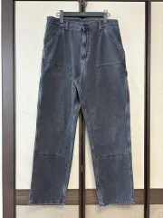 (34x32) Carhartt WIP ダブルニー ヘビーストーンウォッシュ ワークパンツ (ブラック)