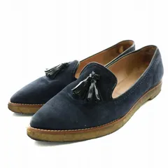 ファビオルスコーニ FABIO RUSCONI フラットシューズ パンプス ローファー スエード エナメル タッセル ポインテッドトゥ 23.5cm 紺 ネイビー /NW41