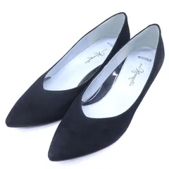 銀座かねまつ パンプス スウェード シューズ ブランド 靴 日本製 黒 レディース 25サイズ ブラック Kanematsu 【中古】