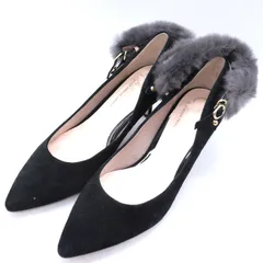 セブントゥエルブサーティ パンプス スウェード ファー シューズ ブランド 靴 黒 レディース 24.5サイズ ブラック VII XII XX 【中古】