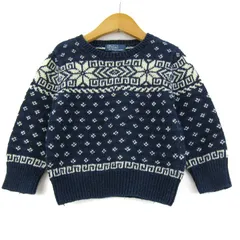 ポロバイラルフローレン ニット セーター 長袖 リネン混 トップス キッズ 男の子用 100/56サイズ ネイビー Polo by Ralph Lauren 【中古】