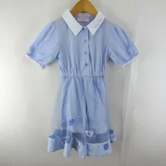 メゾピアノ ワンピース 半袖 ブランド トップス キッズ 女の子用 110サイズ ホワイト×ブルー Mezzo Piano 【中古】