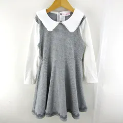 メゾピアノ ワンピース 長袖 ストレッチ セレモニー ブランド トップス キッズ 女の子用 120サイズ グレー×ホワイト Mezzo Piano 【中古】