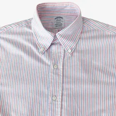 【15-33】Brooks Brothers(ブルックスブラザーズ) Makers ボタンダウンシャツ オルタネイトストライプ ポロカラー Regent Fit USA製 アメリカ製 スーピマコットン100% メンズ