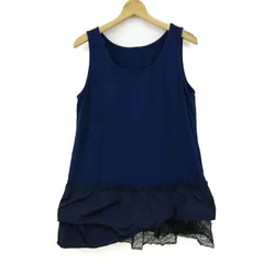 シズカコムロ ワンピース ノースリーブ 大きいサイズ ストレッチ トップス レディース 44サイズ ネイビー 4298 SHIZUKA KOMURO 【中古】