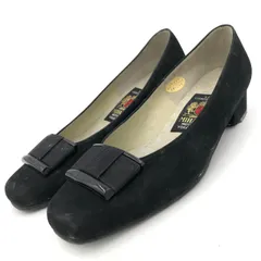 ミハマ MIHAMA カッターシューズ パンプス スエード 黒 リボン 22.5cm