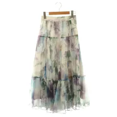 ジャスグリッティー JUSGLITTY チュールスカート ロング ティアード ギャザー 総柄 0 ホワイト マルチカラー /ES