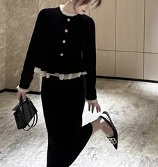 ★セット ジャケット＋スカート ドレス 長袖 フリル スーツ h155