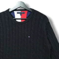 XL Tommy Hilfiger トミーヒルフィガー ブラック Classic ケーブル ニット