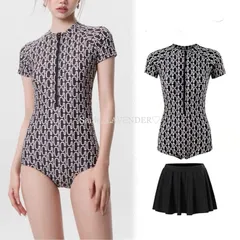 ★水着 半袖 ジッパー セット ラッシュガード 体型カバー