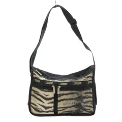 レスポートサック LesportSAC ショルダーバッグ アニマル柄 ナイロン ベージュ 黒 /☆G