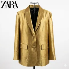 ZARA ゴールド テーラードジャケット M 光沢 フォーマル 結婚式