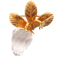 スワロフスキー SWAROVSKI ブローチ ストロベリー クリア ゴールドカラー アクセサリー ■GY99