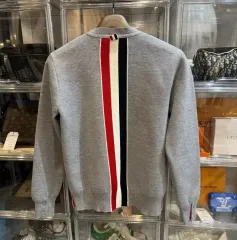 正規品/サイズ1 Thom Browne トム・ブラウン 白 3本線 ミラノステッチ カーディガン グレー