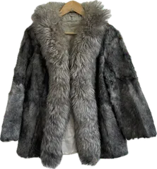  SAN-MARCO FURサンマルコ　リアルファージャケット　アウター　グレー　レディース　13サイズ【Z1758】