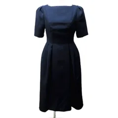 セルフォード CELFORD 美品 ワンピース ドレス タック フレア ストレッチ 半袖 ロング 36 約S 紺 ネイビー CWFO18042 0909