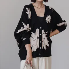 フラワージャガードドルマンニットカーディガン　ブラック　新品　Bou Jeloud ブージュルード　トップス　レディース