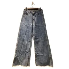 グリーンレーベルリラクシング ユナイテッドアローズ green label relaxing GLR DENIM  ワイドデニム ジーンズ 裾ダメージ加工 38 青 ブルー ■FY