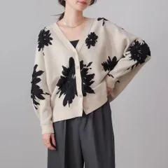 フラワージャガードドルマンニットカーディガン　エクリュ　新品　Bou Jeloud   ブージュルード　トップス　レディース