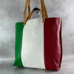 定価15万✨入手困難品✨IL BISONTE イル ビゾンテ イタリア国旗柄 2wayショルダーバッグ トート 鞄 肩掛け レザー A4 PC 男女兼用 ユニセックス　本革 イタリア製  トリコロール 海外限定デザイン