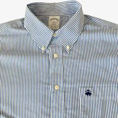 【L】Brooks Brothers(ブルックスブラザーズ) ポロカラーBD(ボタンダウン)シャツ ストライプ Regent Fit GF刺繍 コットン100%  メンズ