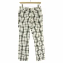 バーバリーブラックレーベル BURBERRY BLACK LABEL スラックスパンツ ジップフライ ノバチェック W70 白 ホワイト /BB ■GY12