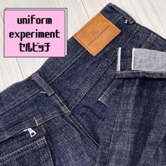 uniform experiment レザーパッチ ストレートデニム - メルカリ