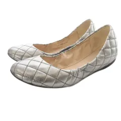 コールハーン COLE HAAN パンプス レザー キルティング 7.5B シルバー色