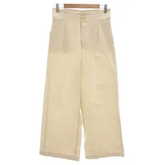 グリーンレーベルリラクシング ユナイテッドアローズ green label relaxing デニムライク ワイドパンツ ハイウエスト 38 リネン混 アイボリー /GV