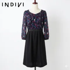 インディヴィ 花柄切替ワンピース 日本製 サイズ40