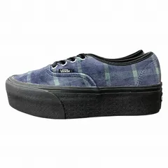 バンズ VANS AUTHENTIC STACKFORM オーセンティック 厚底 チェック ベルベット スニーカー 緑 グリーン US5 23cm 721356