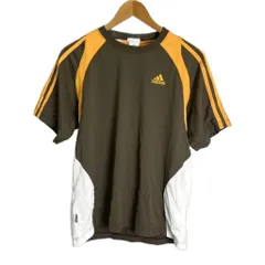 アディダス adidas Clima365 3ストライプ Tシャツ カットソー 半袖 バイカラー ロゴプリント M 茶色
