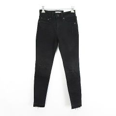 アズールバイマウジー AZUL by moussy デニム ジーンズ ボトムス スキニー ダメージ加工 リペア加工 裾カットオフ ストレッチ XS ブラック ※EKM