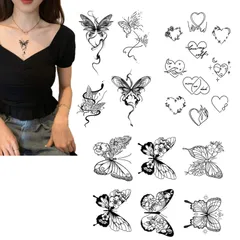 【特価セール】防水 タ韓国 除去も便利 2週間で消えるタトゥー 蝶 一セットに3枚入り 花 シール 心 ジャグアタトゥー