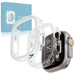 【数量限定】49mm 保護カバー スマートウォッチ アップルウォッチシリーズ スリムケース PC素材 ケース 側面 Ultra3/ultra2/ultra用 耐衝撃 衝撃吸収 Watch 液晶部分覆わないタイプ 取り付け簡単 【2枚組】Apple （クリア）